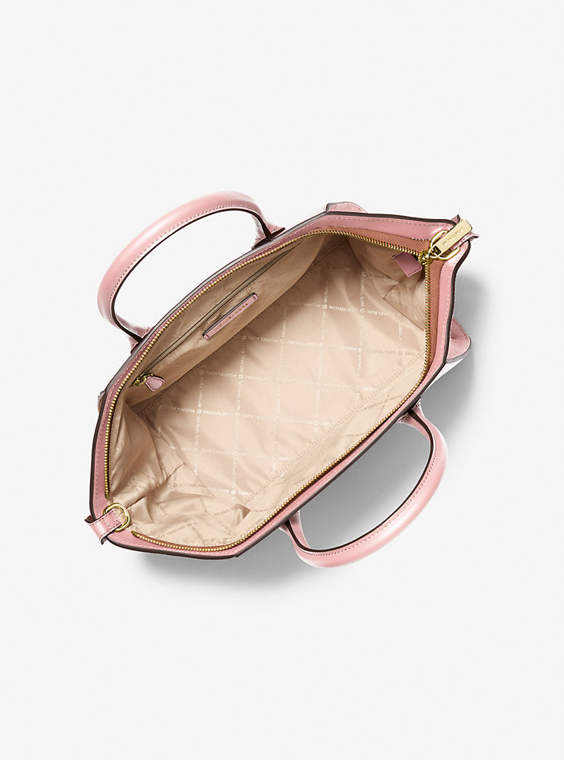 Michael Kors Avril Large Leather Suede Satchel Powder Blush