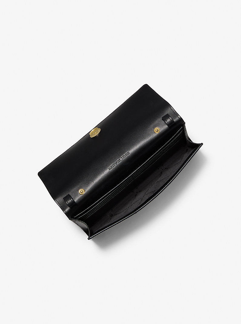 Michael Kors Carson Large Leopard Print Calf Hair Crossbody Butterscotch