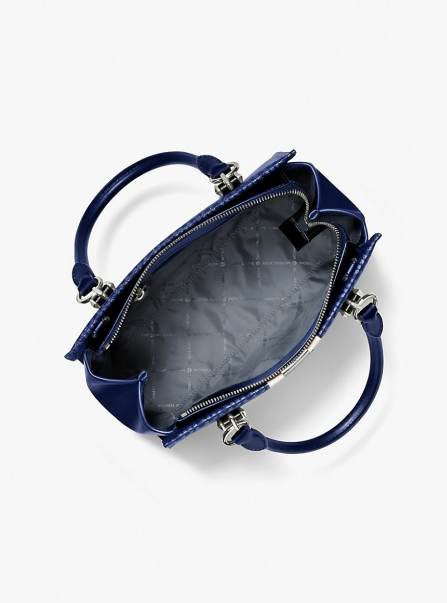 Michael Kors Marilyn Medium Sig Logo Satchel Navy