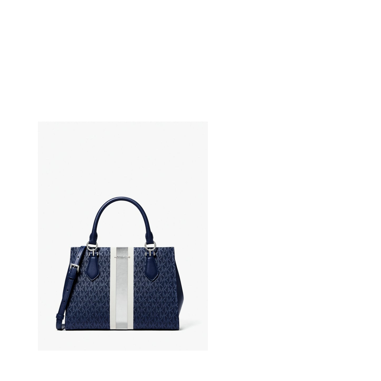 Michael Kors Marilyn Medium Sig Logo Satchel Navy