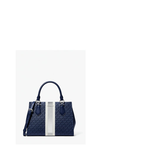 Michael Kors Marilyn Medium Sig Logo Satchel Navy