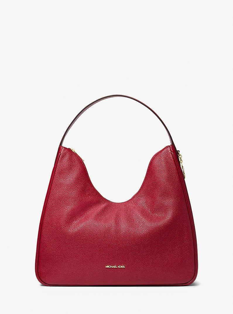 Michael Kors Nayla Medium Pebbled Leather Shoulder Cherry