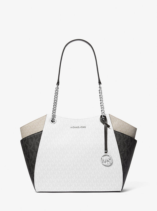 Michael Kors Jet Set Large Color Block Sig Logo Shoulder OPWHT Multi