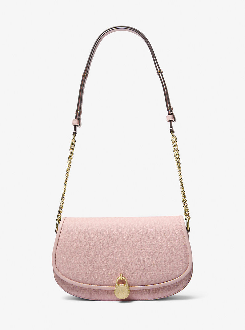 Michael Kors Mila Medium Sig Logo Messenger Powder Blush