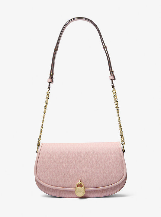 Michael Kors Mila Medium Sig Logo Messenger Powder Blush
