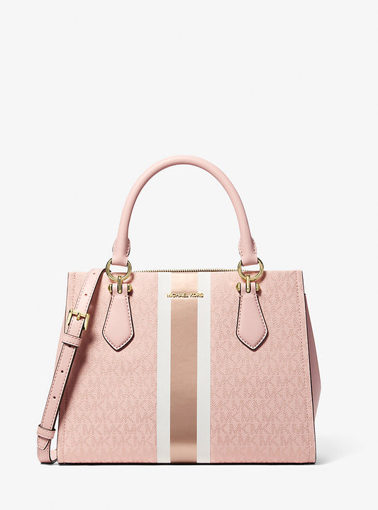 Michael Kors Marilyn Medium Sig Logo Satchel Powder Blush