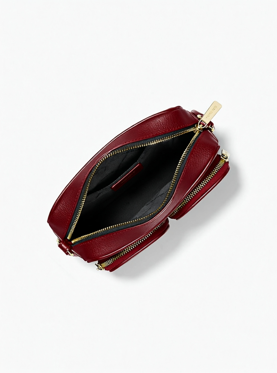Michael Kors Jet Set Travel Medium Leather Messenger Cherry