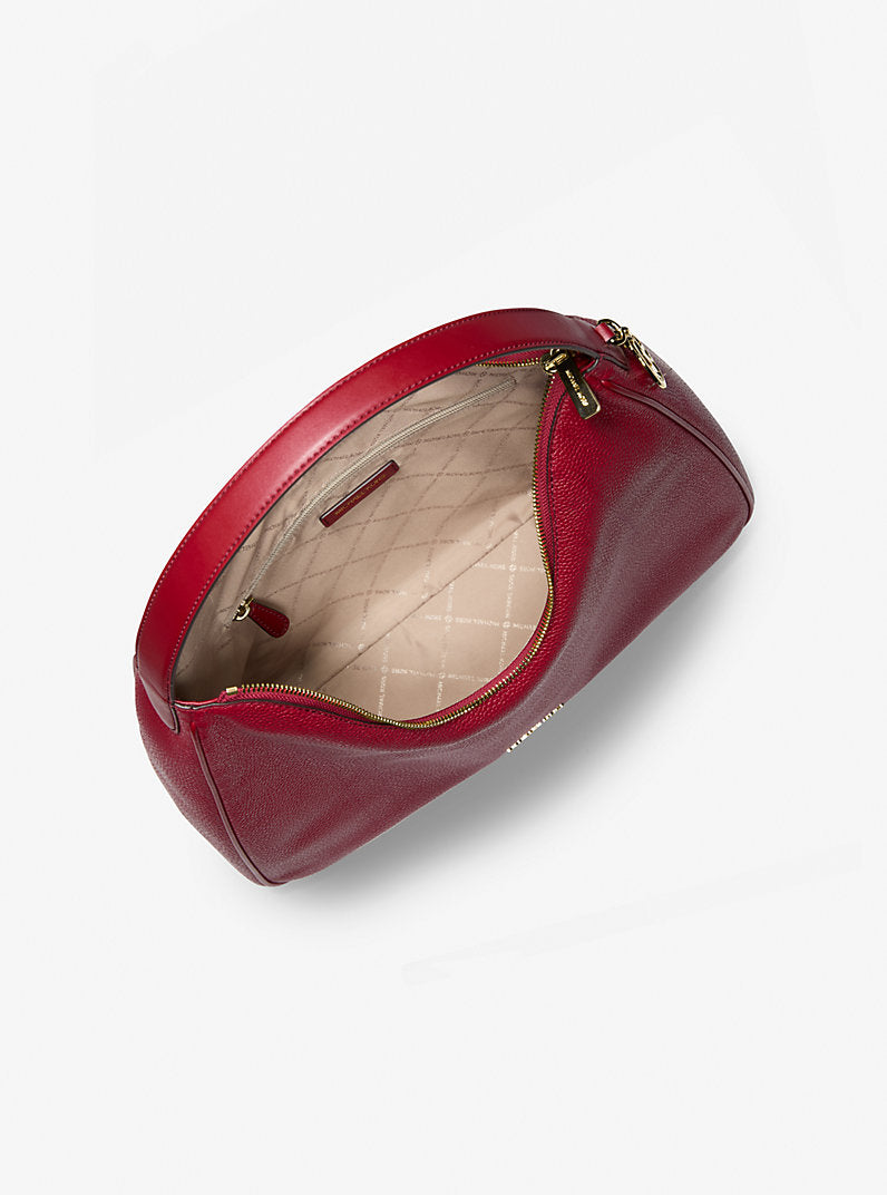 Michael Kors Nayla Medium Pebbled Leather Shoulder Cherry