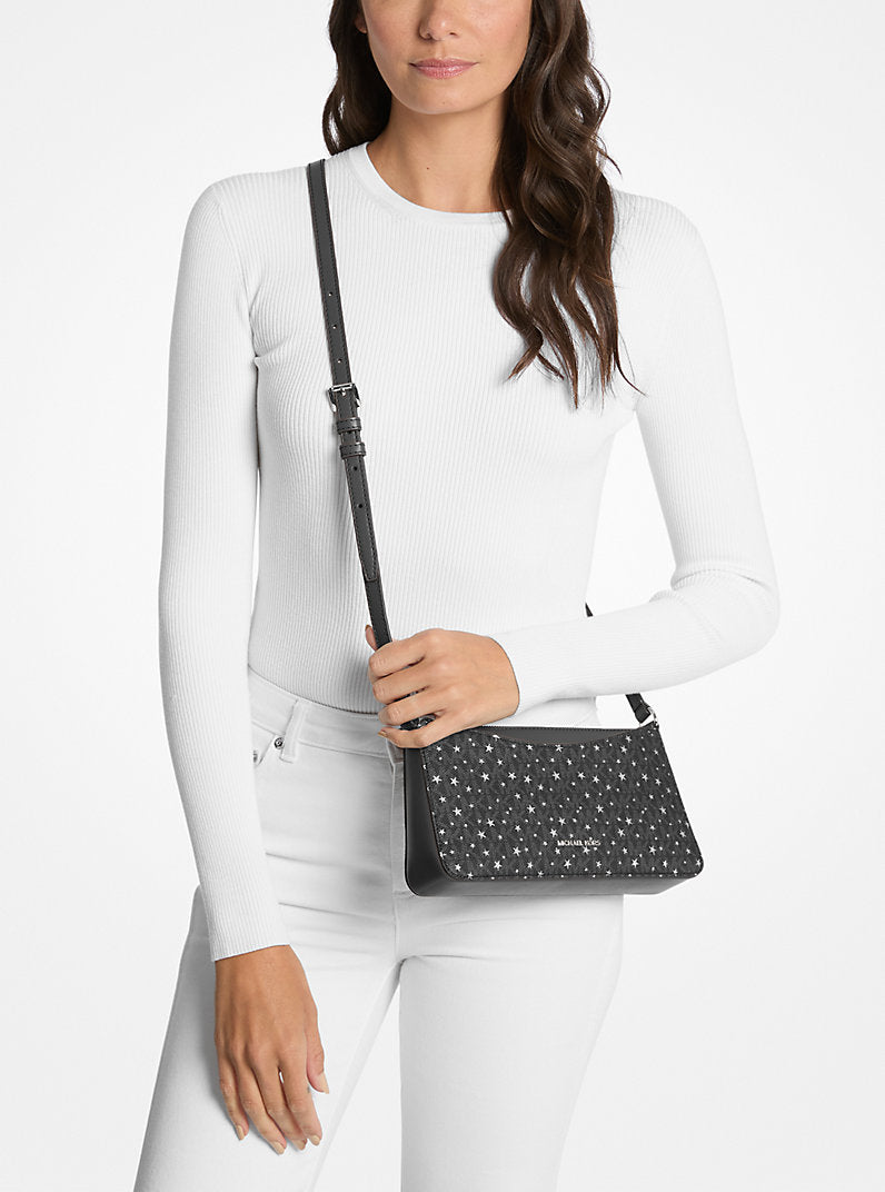 Michael Kors Arden Medium Printed Signature Logo Crossbody Black